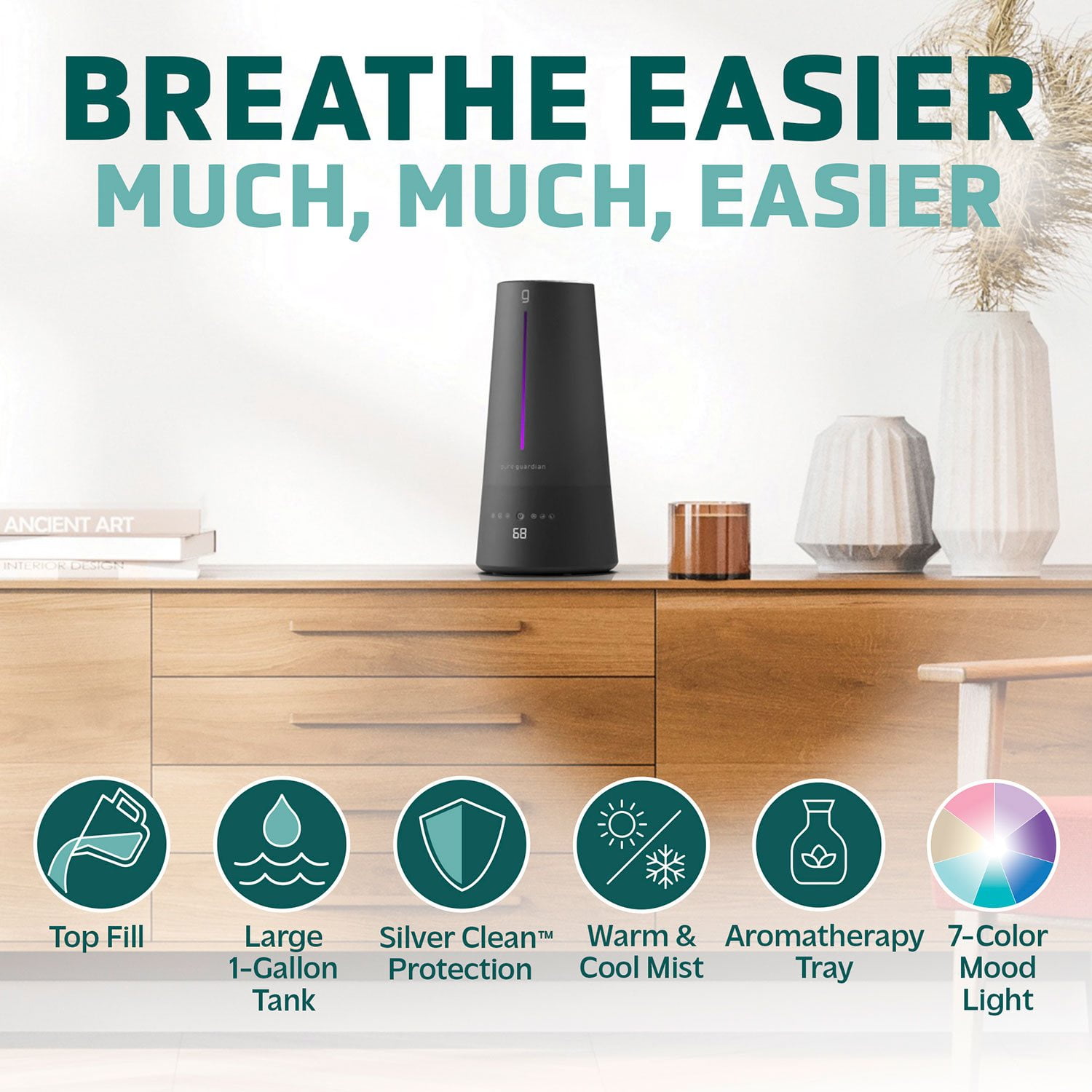 PureGuardian 1.5 Gal. Warm and Cool Mist Ultrasonic Humidifier PureGuardian 1.5 Gal. Warm and Cool Mist Ultrasonic Humidifier