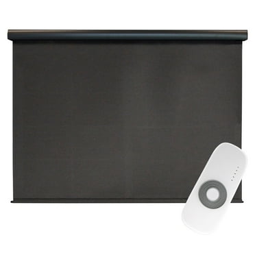 Rechargeable Motorized Outdoor Sun Shade With Protective Valance - Shale