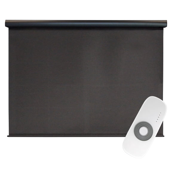 Rechargeable Motorized Outdoor Sun Shade With Protective Valance - Shale