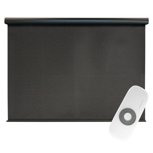 Rechargeable Motorized Outdoor Sun Shade With Protective Valance - Shale