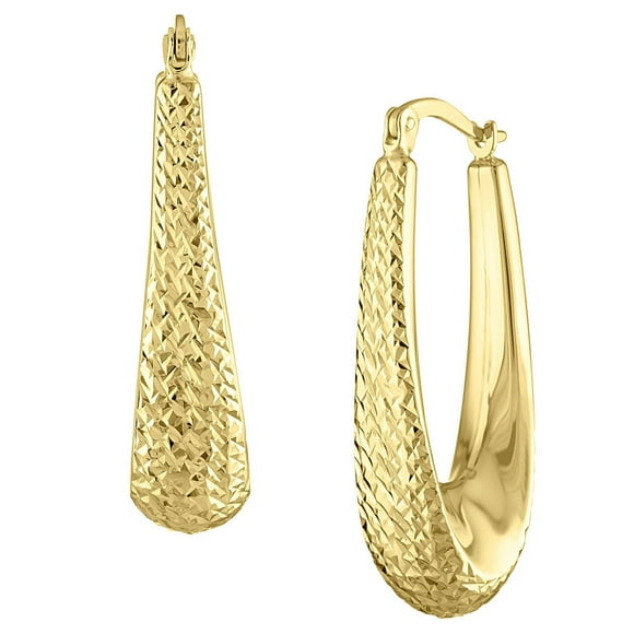 Elongated Oval Hoop Earrings in 14K Gold