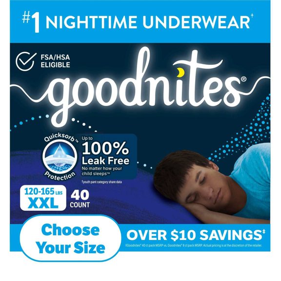 Goodnites Nighttime Bedwetting Underwear for Boys, Sizes Extra Small - Extra Extra Large
