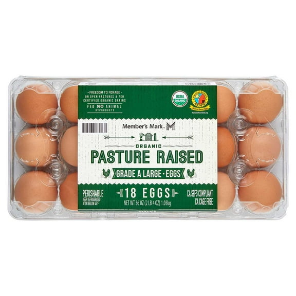 Member’s Mark Pasture Raised Organic Grade A Large Brown Eggs, 1.5 dozen