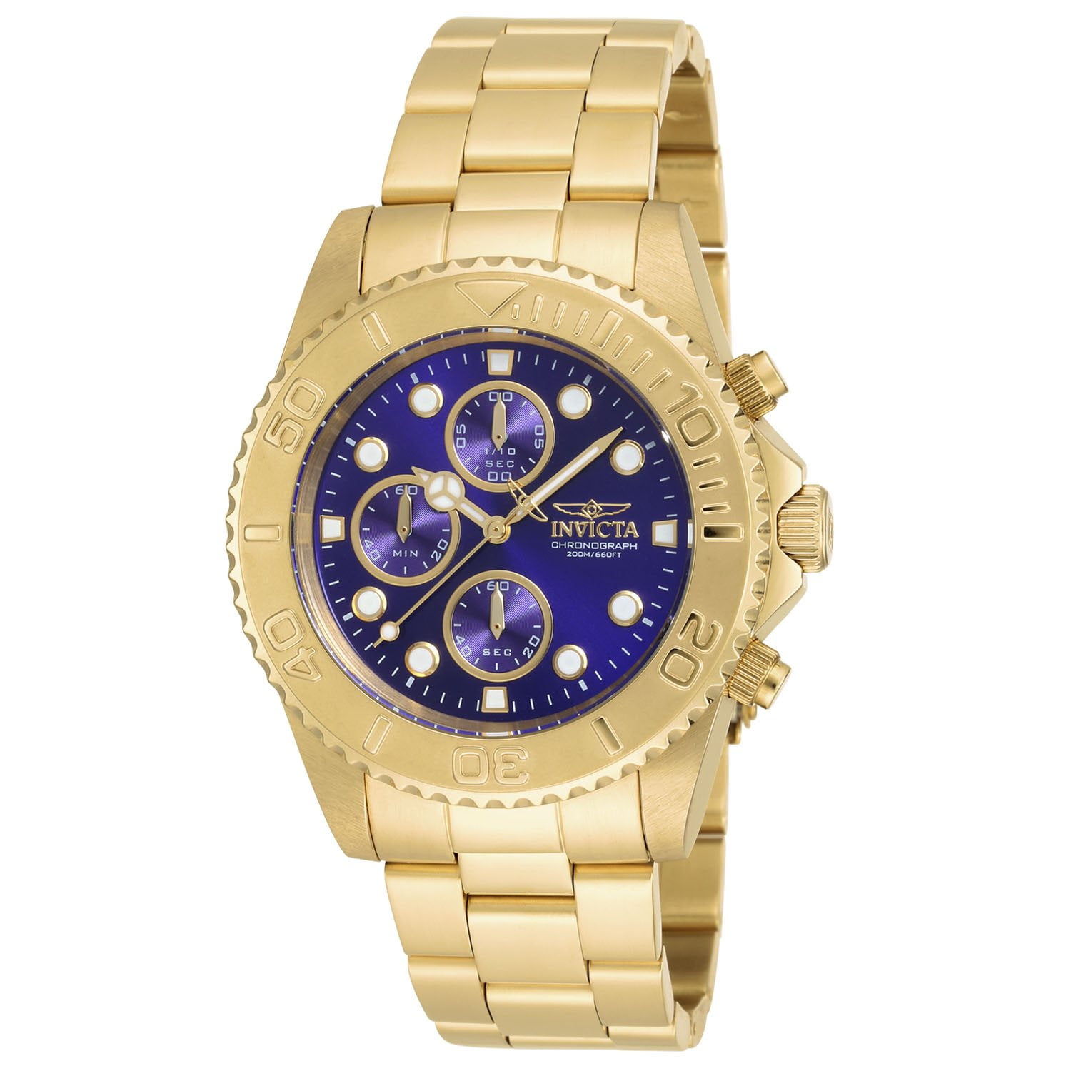 Invicta Men's Pro Diver Quartz 43.5mm Gold, Blue Dial - Samsclub.com