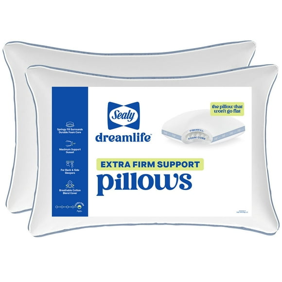 Sealy Dreamlife 2-Pack Extra Firm Support Foam Core Pillow, Assorted Sizes
