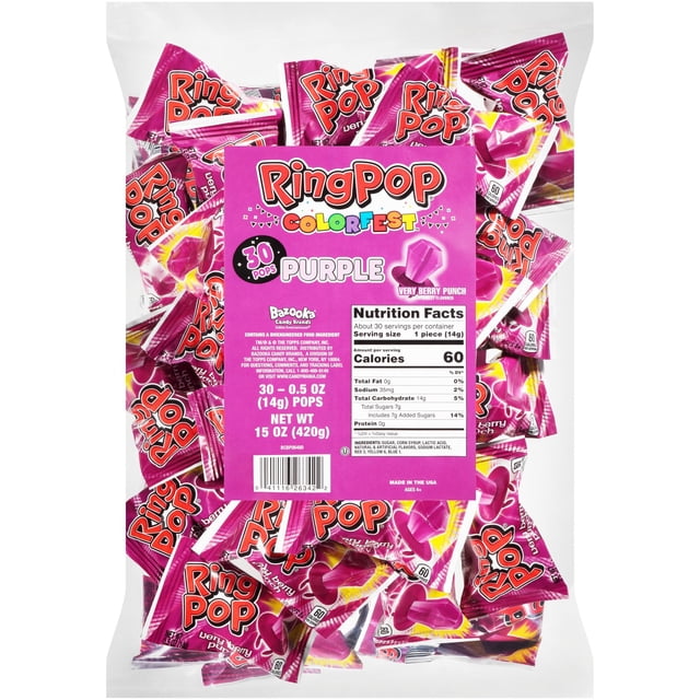 Ring Pop Colorfest, Purple Very Berry Punch, 30 ct.
