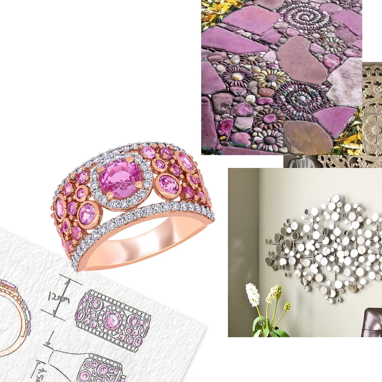 Pink Sapphire & 0.45 CT. T.W. Diamond Band in 14K Gold - Samsclub.com