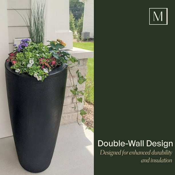 Mayne Modesto 32-Inch Tall Indoor and Outdoor Planter Black / 2-pack