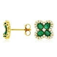 thumbnail image 1 of Oval Cut Gemstone & 0.35 CT.T.W. Diamond Clover Stud Earrings in 14K Gold, 1 of 3