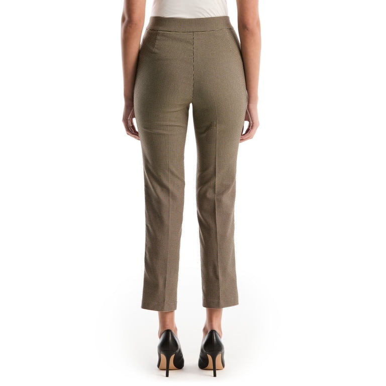 Rafaella Women’s Pull-On Stretch Pants — Brown Houndstooth, Size 18 2
