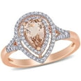 thumbnail image 1 of Morganite and 0.22 CT. T.W. Diamond Double Halo Engagement Ring in 14K Gold, 1 of 6