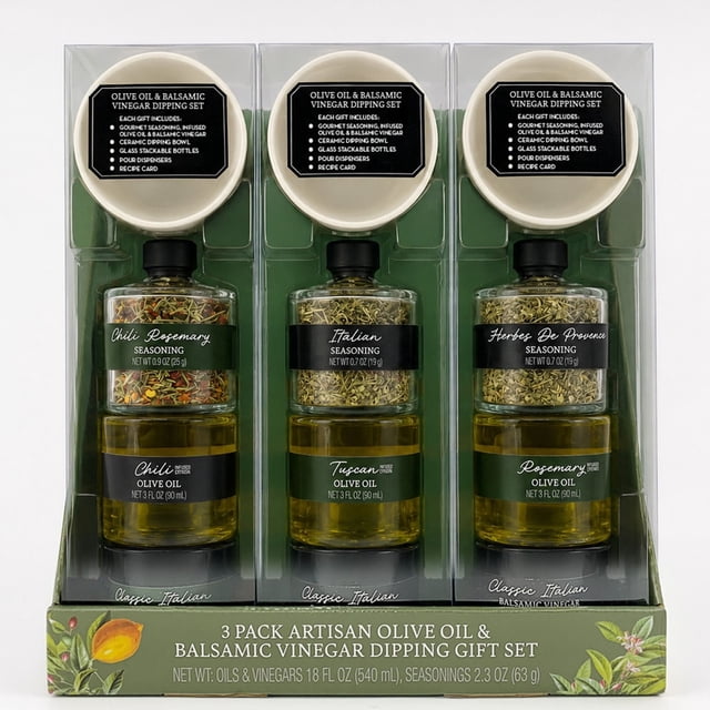 Artisan Olive Oil & Balsamic Vinegar Gift Set, 3-Pack