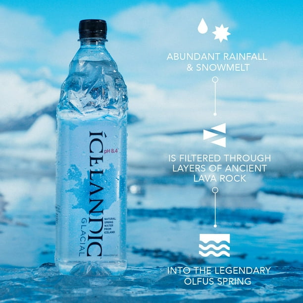 Icelandic Glacial Natural Spring Alkaline Water, 33.81 fl. oz., 12