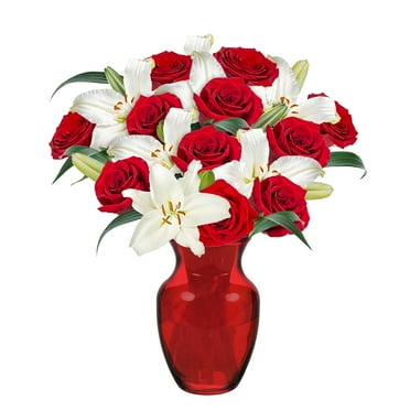 Member's Mark Red Roses and Lilies Vase Arrangement