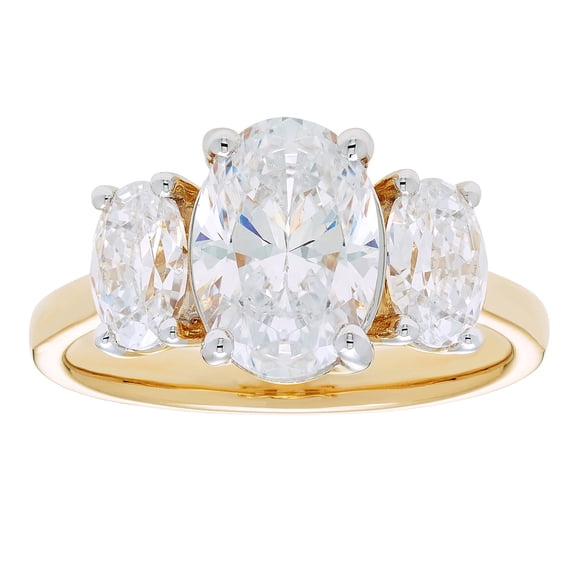 3.00 CT.T.W. Lab Created Oval Cut 3 Stone Diamond Ring in 14K Gold