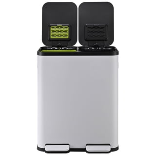 Simpli-Magic 16 Gallon (30L x 30L) Dual Compartment Step Trash Can, Multiple Colors – Kitchen Garbage Can with Slow-Close Lids – Waste & Recycling Bins, Odor Control, Hands-Free, Easy to Clean