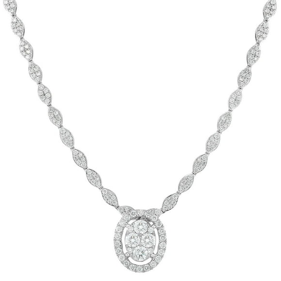 2.95 CT. T.W. Round Cut Halo Diamond Pendant Necklace in 14K Gold
