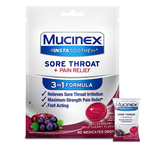 MUCINEX Instasoothe Elderberry and Wild Cherry 40ct, 4pk