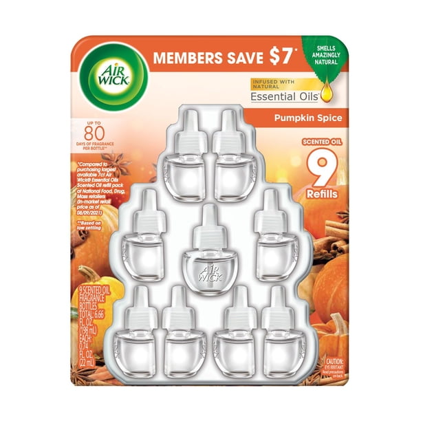 Air Wick Scented Oil Air Freshener Refills, Pumpkin Spice, 9 ct