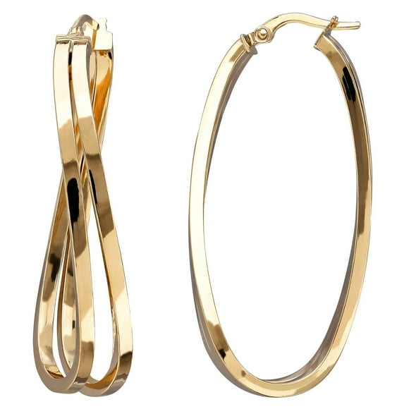 Double Curve Hoop Earrings in 14K Gold