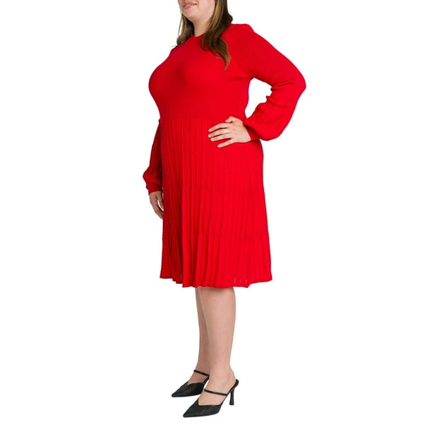knee length dresses for ladies Black Knitted Side Slit Midi Dress S