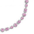 thumbnail image 2 of Multi-Cut Blue Topaz Halo Tennis Necklace in Sterling Silver, 2 of 4