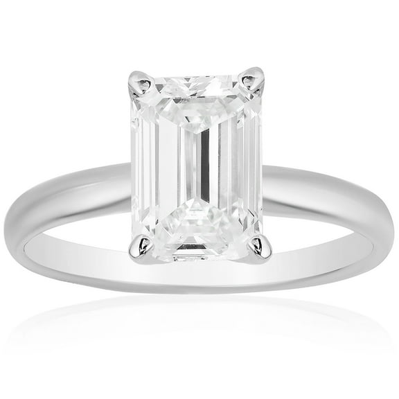 Emerald Diamond Solitaire Ring in 18K Gold