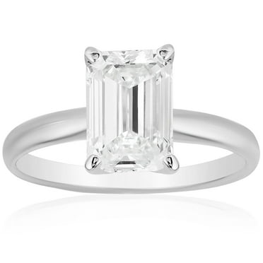 Emerald Diamond Solitaire Ring in 18K Gold