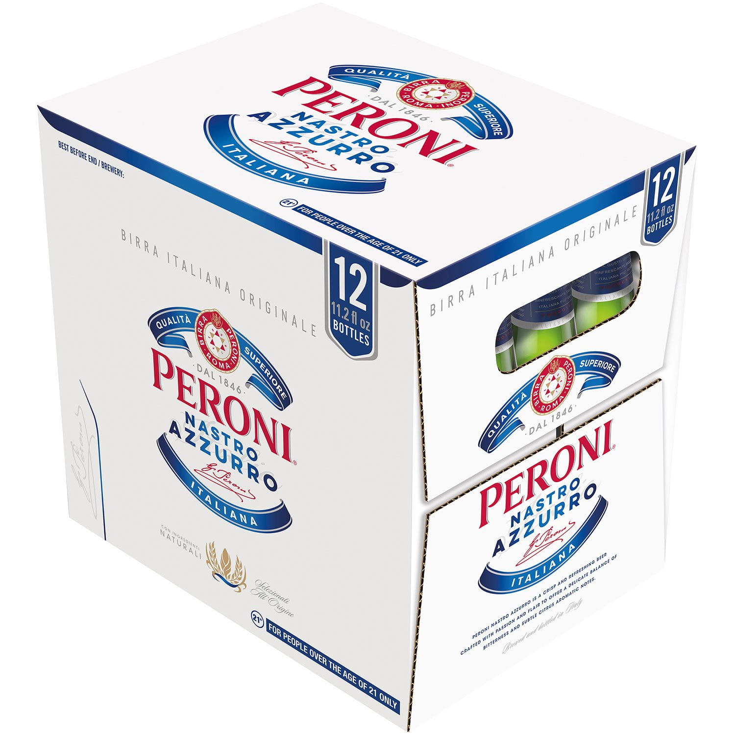 Peroni Nastro Azzurro Lager Beer, 11.2 fl. oz. bottle, 12 pk