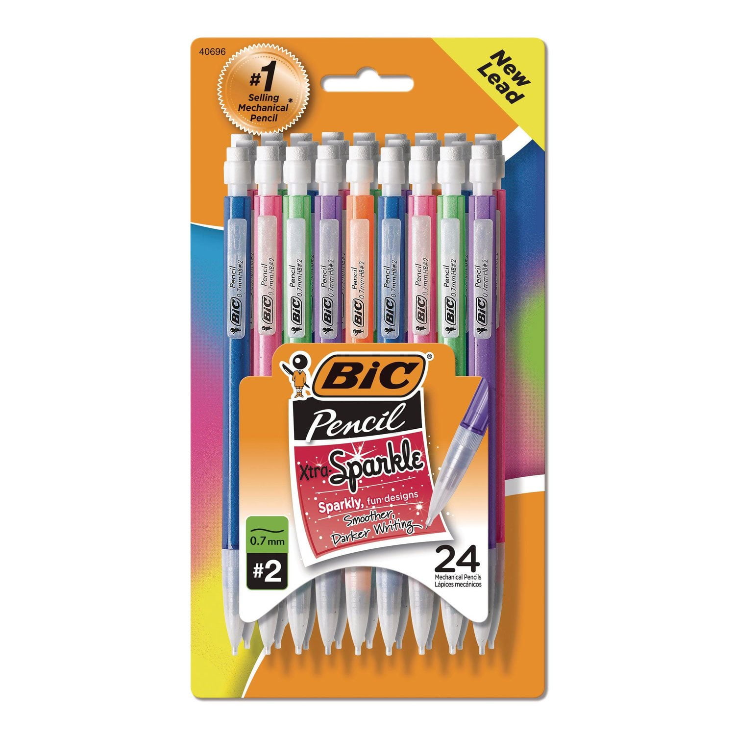 BIC Xtra-Sparkle Mechanical Pencil, 0.7mm, Assorted Color Barrels, 24pk.
