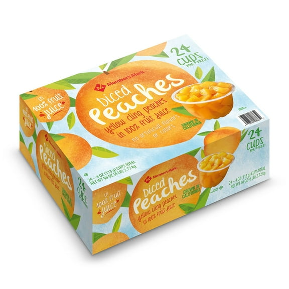Member's Mark Diced Peach Cups, 4 oz., 24 ct.