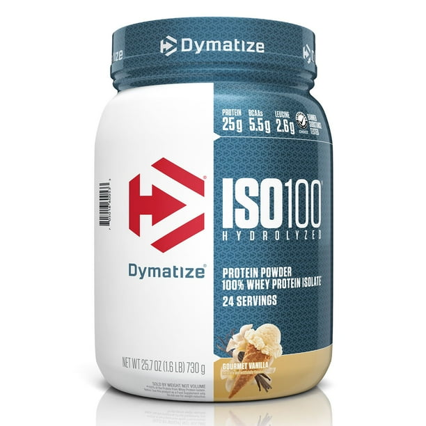 Dymatize ISO100 Hydrolyzed 25g 100% Whey Protein Powder, Gourmet Vanilla  1.6 lbs