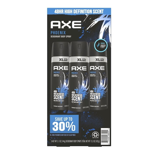 AXE Dual Action Body Spray Deodorant, Phoenix (5.1 oz., 3 pk.)