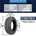 thumbnail image 6 of Greenball Transmaster STR - ST205/75R15 LRD 107N Special Trailer Radial Tire, 6 of 7