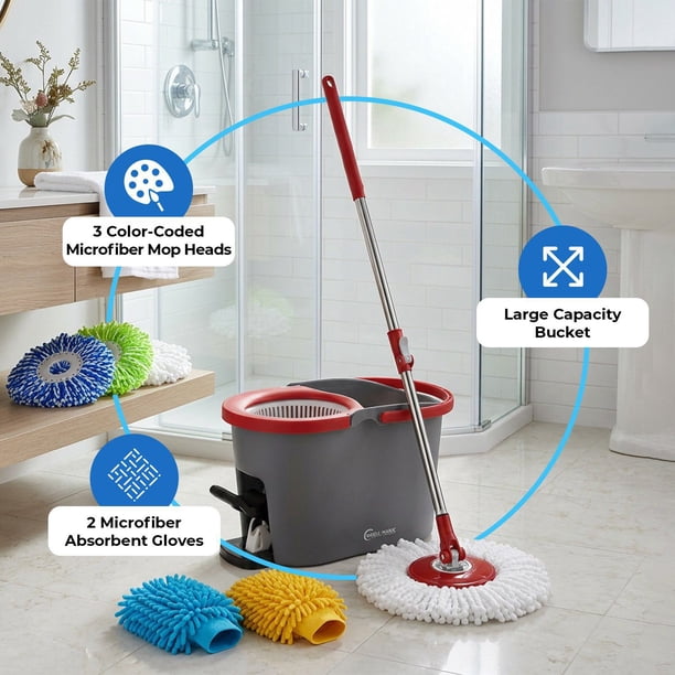 Simpli-Magic Multi Purpose Spin Mop Detailing Bucket System with 3
