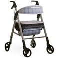 thumbnail image 1 of Medline Martha Stewart Premium Foldable Momentum Rollator, Walker with Wheels & Seat, Gray Plaid, 1 of 7