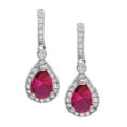 thumbnail image 2 of Pear Cut Gemstone & Halo Diamond Tear Drop Dangle Earrings in 14K Gold, 2 of 4
