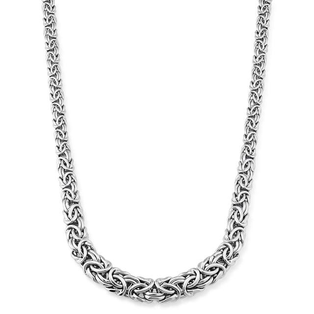 Rhodium Plated Gaduated Byzantine Necklace in Sterling Silver