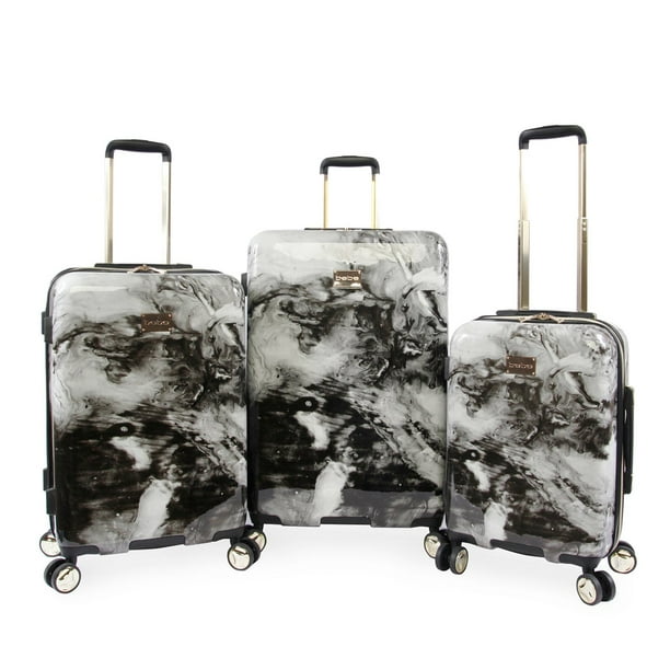 Bebe Teresa 3-Piece Hardside Luggage Set, Black Marble - Samsclub.com