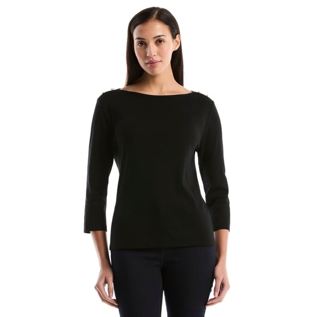 Rafaella Women's 3/4 Sleeve Boatneck Top