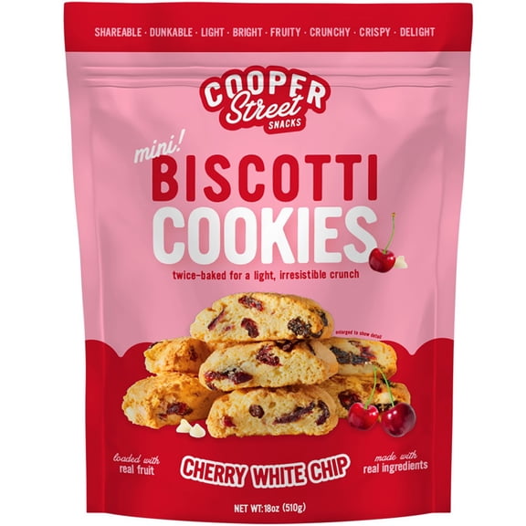 Cooper Street Snacks Cherry White Chip Twice Baked Cookies, 18 oz.