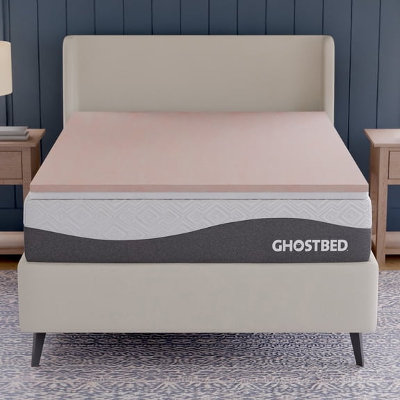 GhostBed 3" Silk-Infused Memory Foam Topper with Medium-Plush Feel