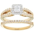 thumbnail image 1 of 1.00 CT. T.W. Princess Cut Halo Diamond Ring & Band Set in 14K Gold, 1 of 2