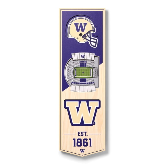YouTheFan Washington Huskies 6"x19" 3D Stadium View Banner