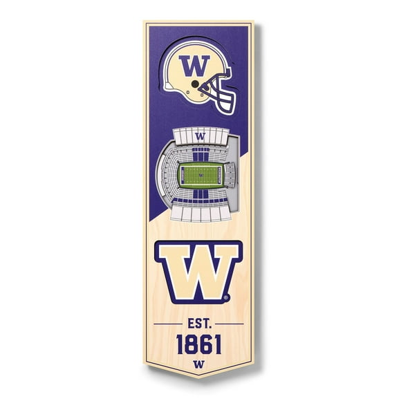 YouTheFan Washington Huskies 6"x19" 3D Stadium View Banner