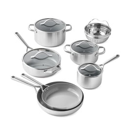 新品未使用 Union Plaza Pan Set Friars Club Member's Mark 3-Piece Modern Ceramic Fry Pan Set, Assorted Colors