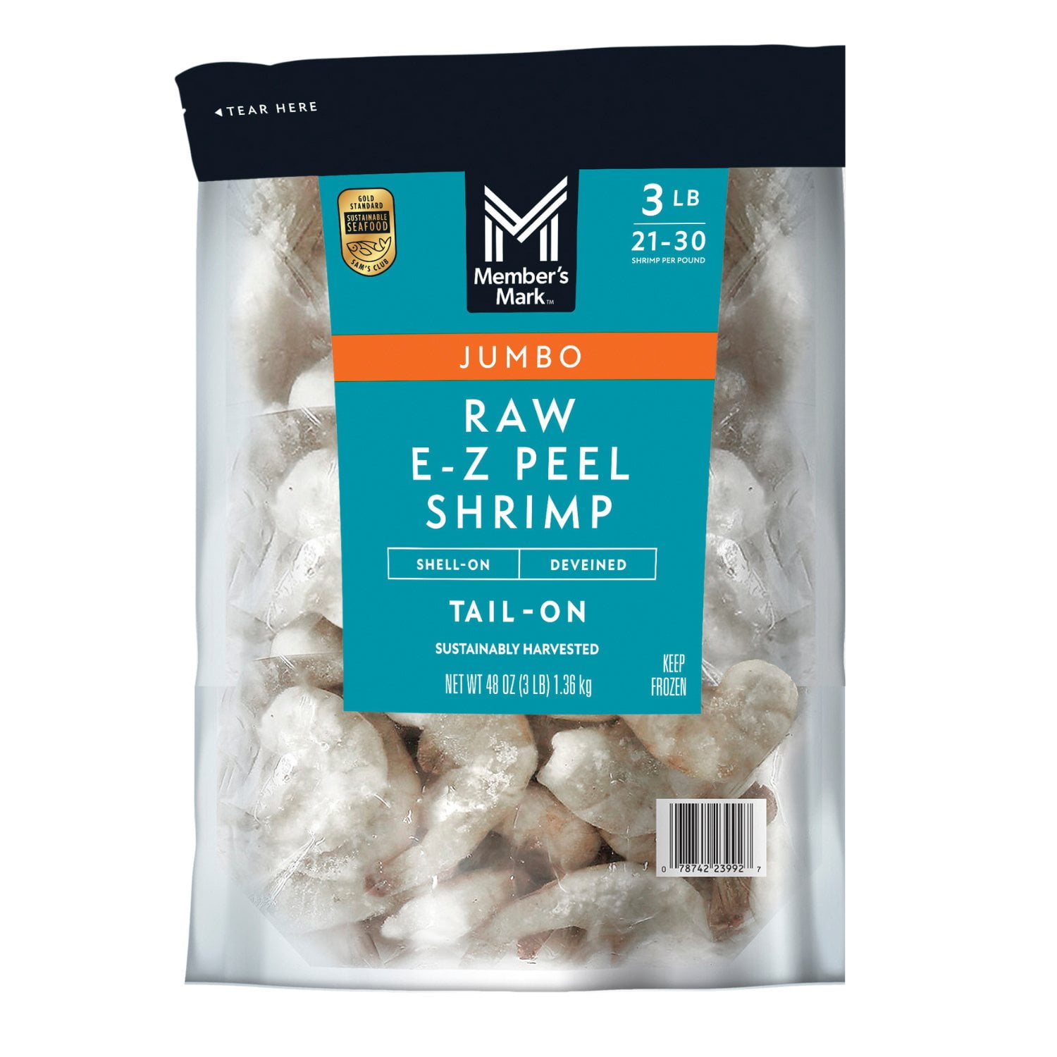 Member's Mark Farm Raised Jumbo Raw EZ Peel Shrimp, Frozen, 21-30