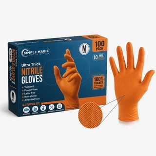 Simpli-Magic Industrial Orange Nitrile Gloves, 100-Count