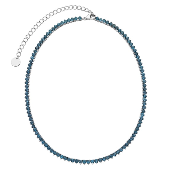 Round Cut Lab Created Tennis Necklace in Sterling Silver