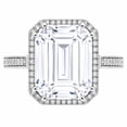thumbnail image 1 of Lab Created Emerald Cut Gemstone and Diamond Ring in Sterling Silver, 1 of 4